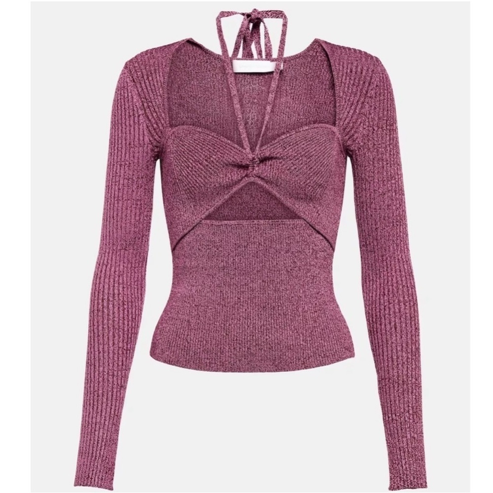 Jonathan SIMKHAI Alexia Ribbed Knit Top Marbled Purple